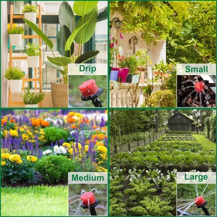 Kit de sistema de riego por goteo de 40 m para jardinería, césped, paisajismo y huertos.