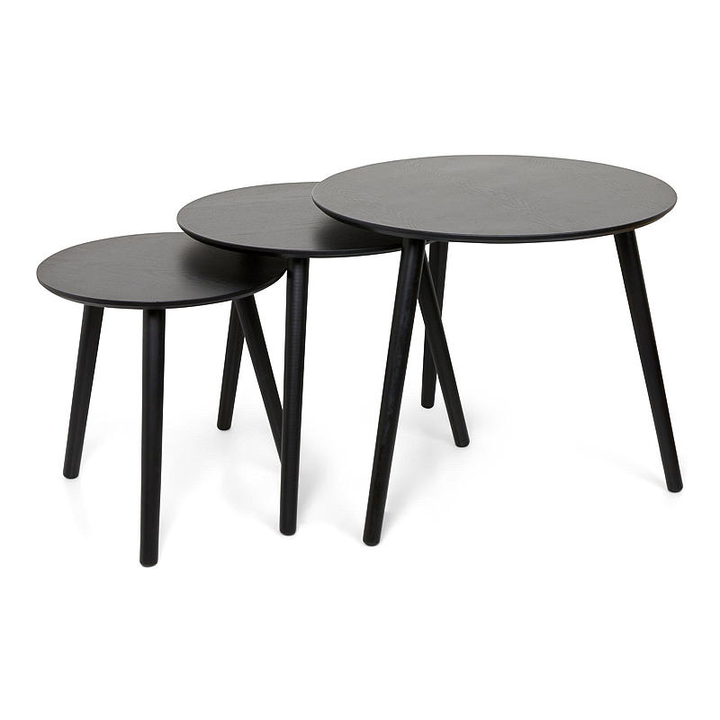 Kotipöytä s/3 ø 60/48/40 cm mdf musta saarni