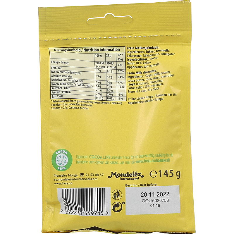Botones de leche Freia 145 g piezas pequeñas Freia