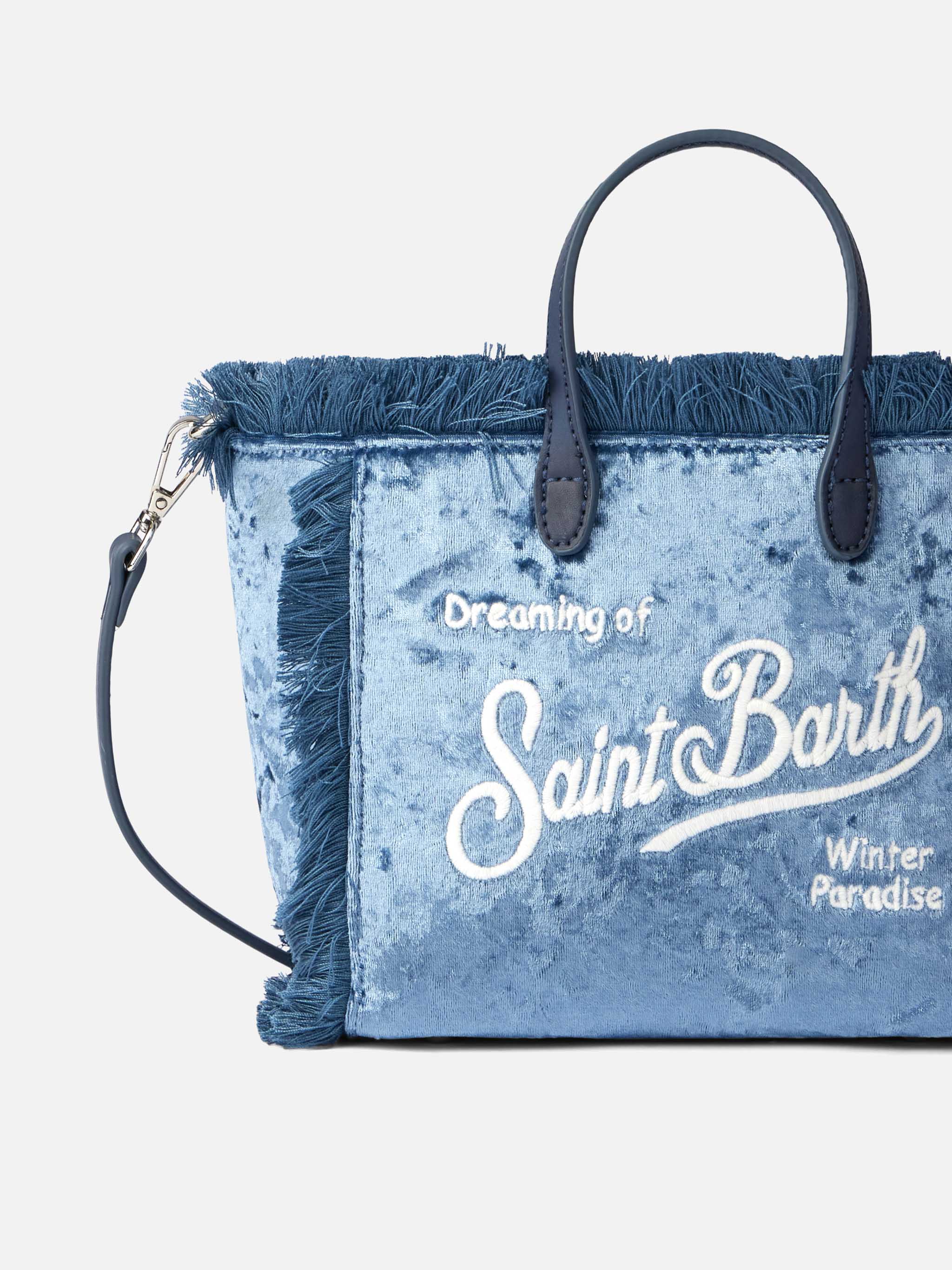 Mini Vanity Handtasche aus hellblauem Chenille