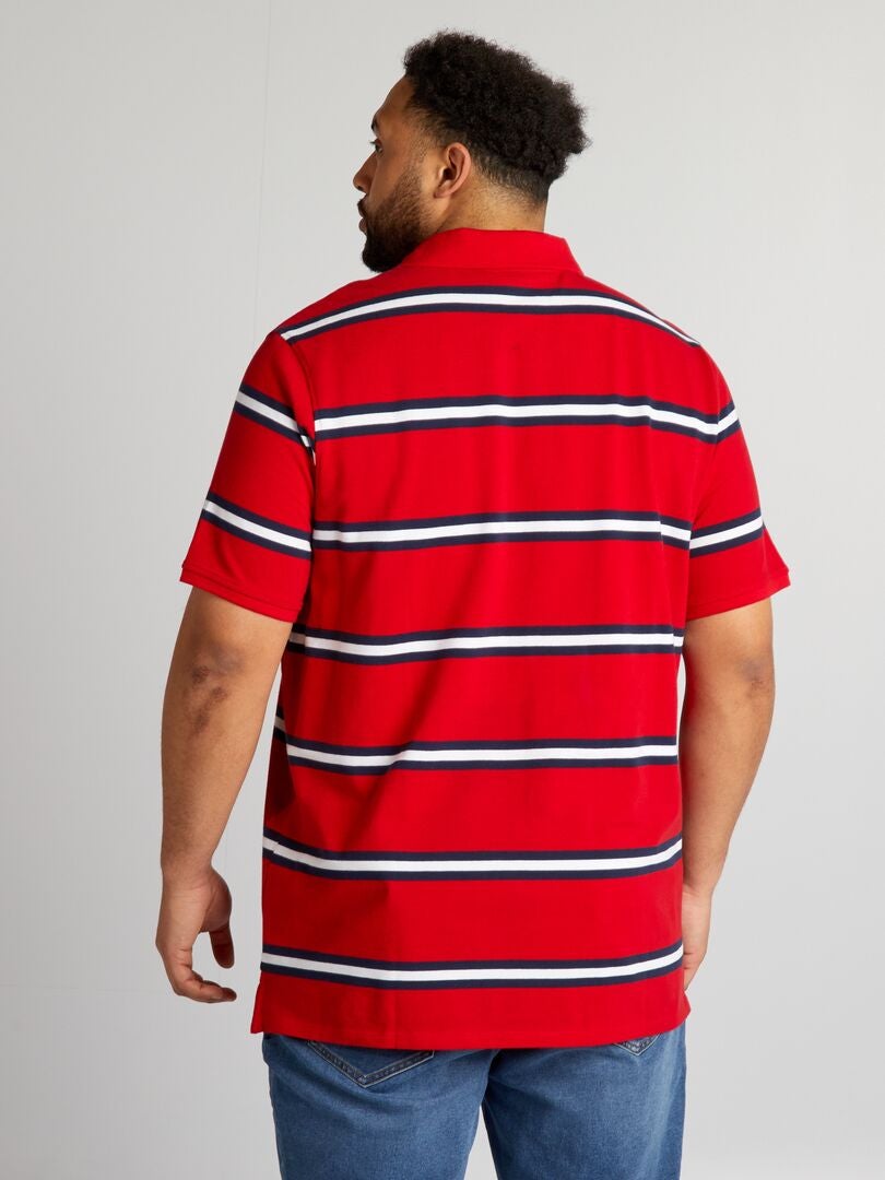 Gestreept katoenen poloshirt - rood