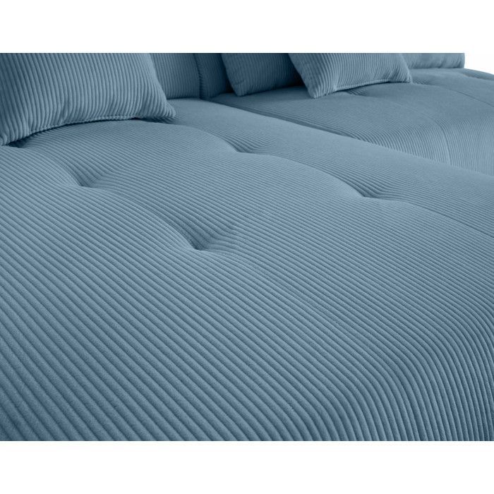 Onyx - Sofá modular de canto direito - 5 lugares - em veludo cotelê - Azul