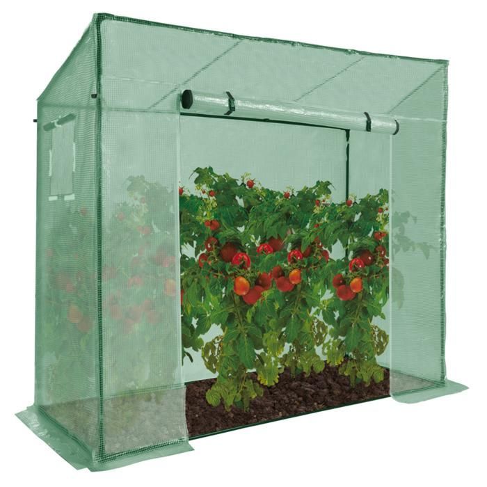 Invernadero verde IDMARKET para todas las estaciones con ventana y puerta con cremallera.
