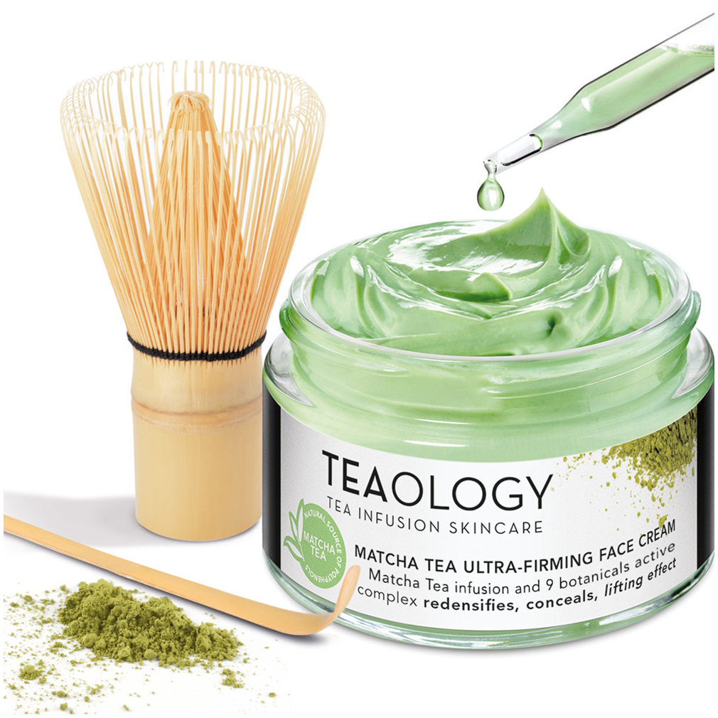 Teaology Straffungscreme auf Basis von hochreinem Matcha-Teeaufguss und einem Komplex aus 9 Pflanzen für Gesicht und Hals, 50 ml Matcha-Tee