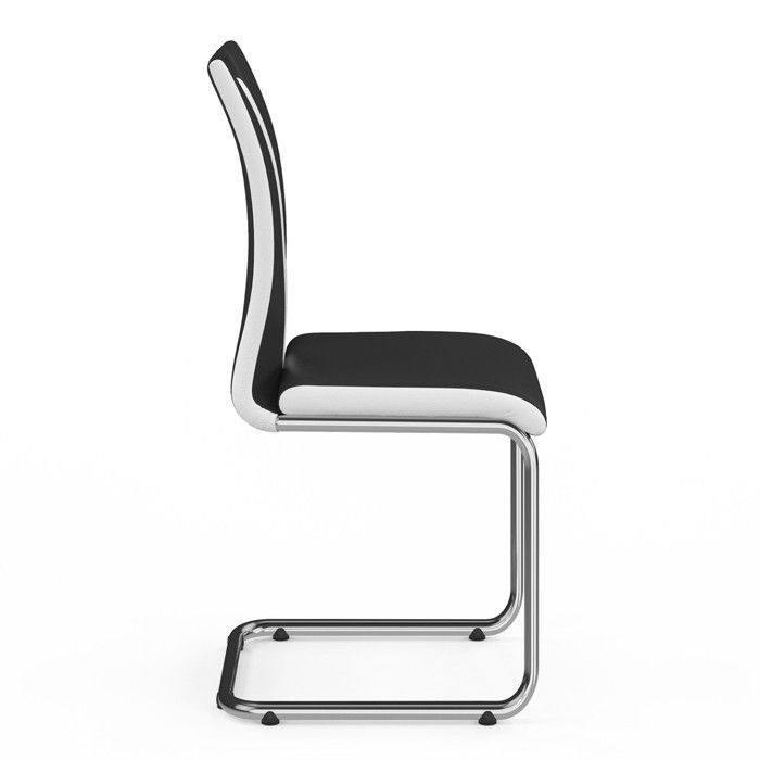 IDMARKET Set van 4 PIA eetkamerstoelen met zwarte chromen poten