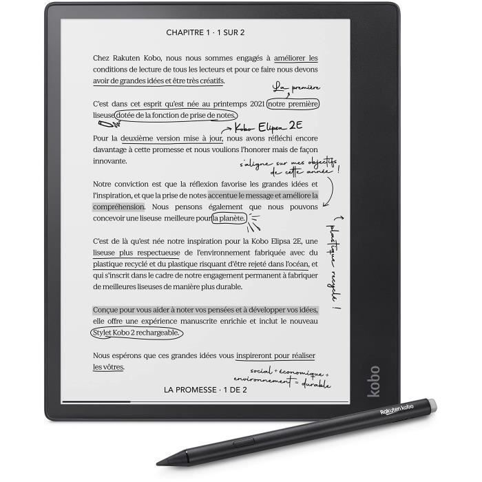 Kobo Elipsa 2E eReader – 10,3 inch touchscreen – Stylus meegeleverd – WiFi – E-booklezer