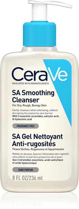 Gel de limpeza suavizante CeraVe Cleansers SA para pele seca.