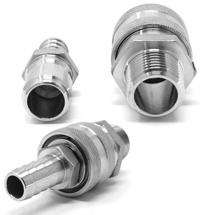4pcs G12in connecteur rapide, fil adaptateur en acier inoxydable connecteur rapide raccord pour brassage de bière à la maison