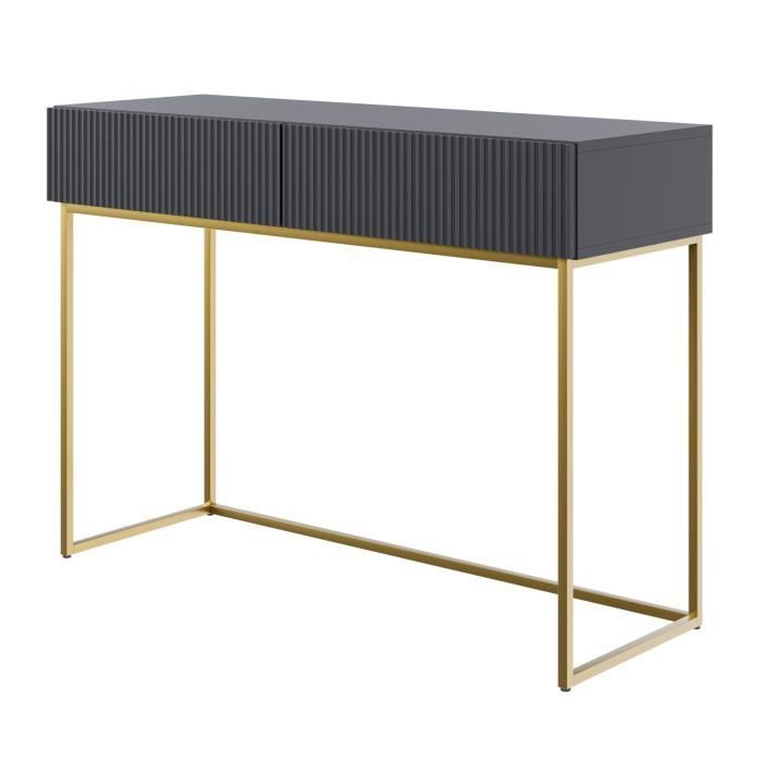 Tocador - VELDIO - 110 cm - negro con patas doradas