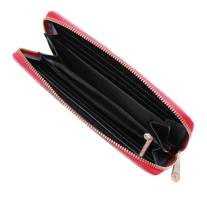 Portefeuille Femme Gallantry - Carreaux Multicolore - 3 Volets - Rouge