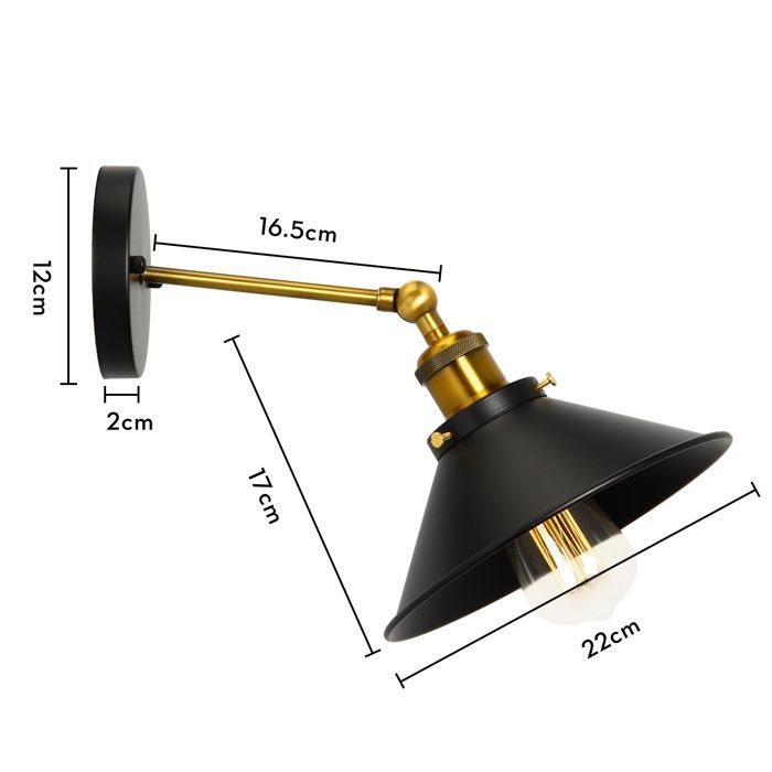 Aplique de pared - SMOTOP - Negro - Metal - 2x E27