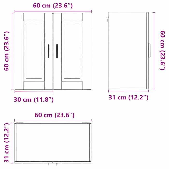 vidaXL Armoire murale de cuisine Porto blanc brillant bois ingénierie 854059