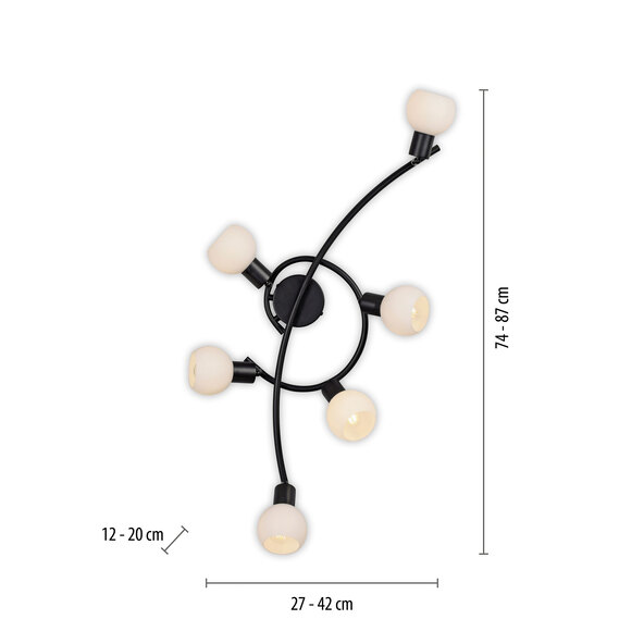 LOKI ceiling light, incl. 6x E14