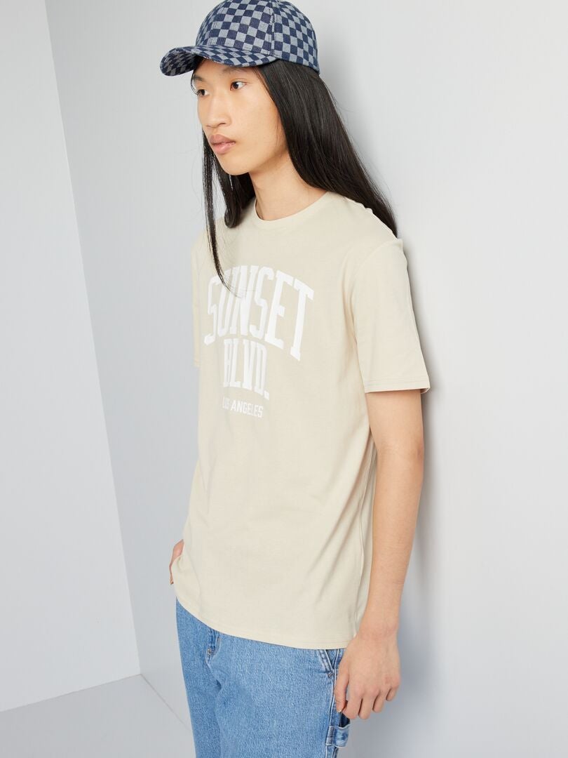 T-shirt met ronde hals van jersey - GRIJS