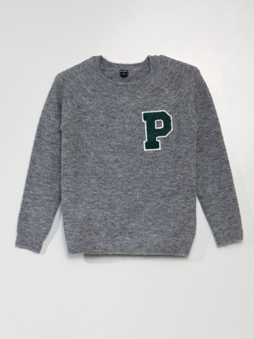Sweter dzianinowy - SZARY