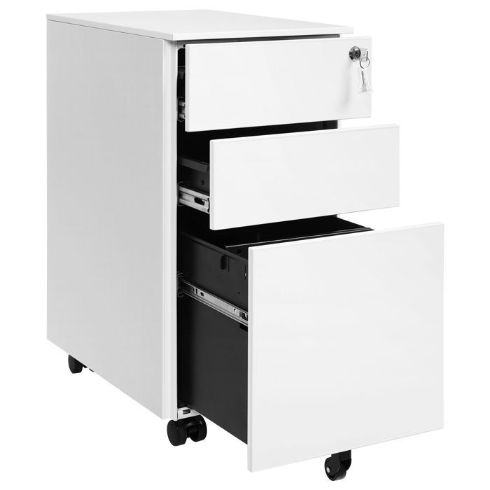 Bürocontainer – VASAGLE – Mobiler Aufbewahrungsschrank – 2 Schubladen – Weiß