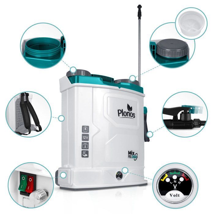 Pulverizador a batería con mezclador - JANSHOP - Plonos PL-603 - 16 L - Mezclador integrado - 9 horas de autonomía
