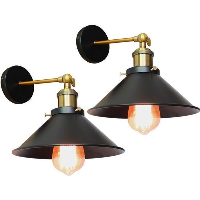 UNI Juego de 2 apliques de pared industriales con base E27, estilo retro loft, LED, para escaleras y baños.