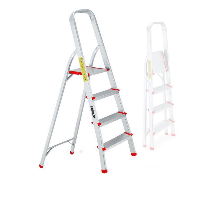 Scala a 4 gradini BM TOOLS BMT-ESC4-ALU - Altezza di lavoro: 79 cm - Compatta e facile da riporre - Realizzata in alluminio