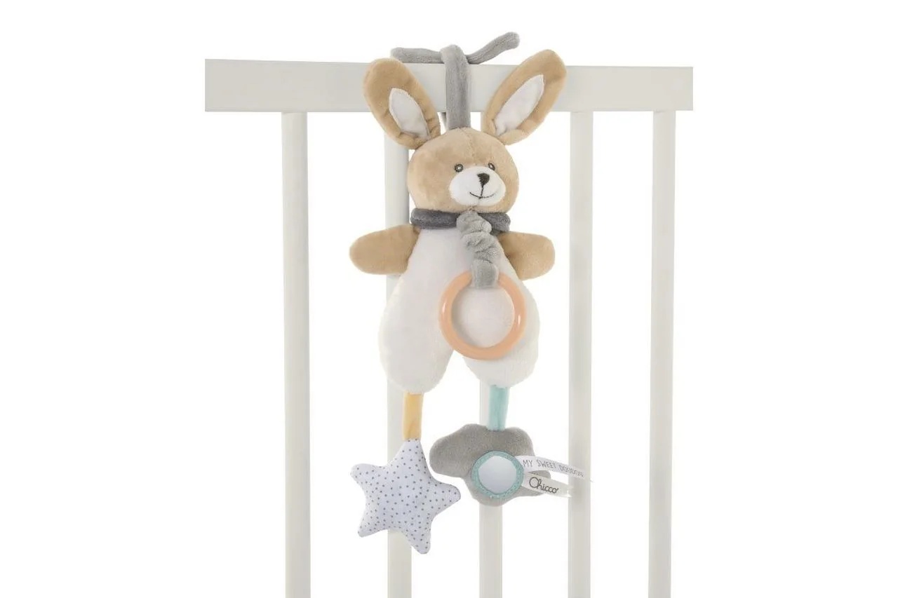 Het Chicco Mus Rabbit paneelspel helpt je kind ontspannen.