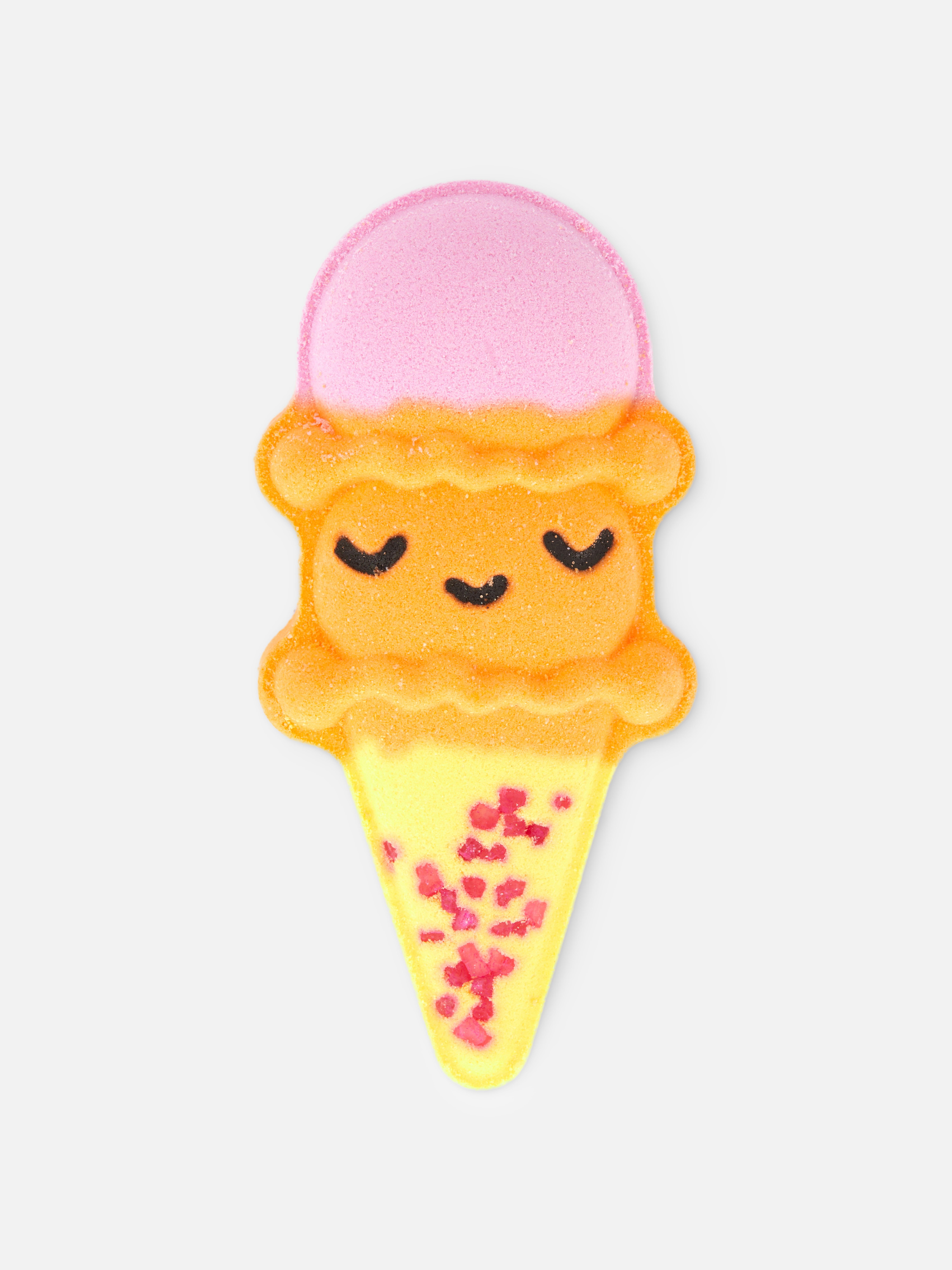 Eiscreme in Form einer Badebombe mit zwei Kugeln. Gönnen Sie sich eine süße Leckerei für die Badewanne.