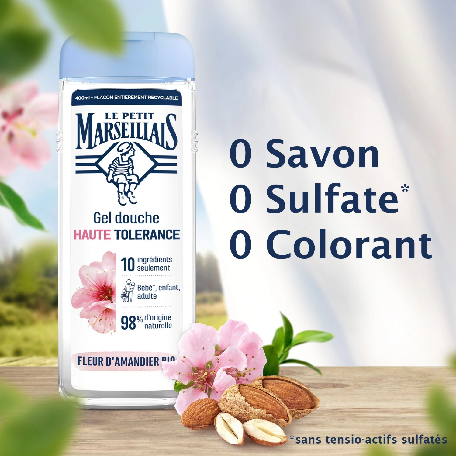 Le Petit Marseillais Gel Douche adoucissant Haute tolérance Fleur d'Amandier