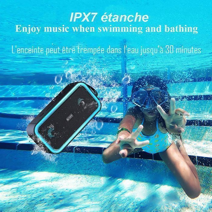 Tragbarer Bluetooth-Lautsprecher – Kabelloser Bluetooth-Lautsprecher – TWS – 20 Stunden Akkulaufzeit – 40 W – IP67 wasserdicht mit Mikrofon und LED
