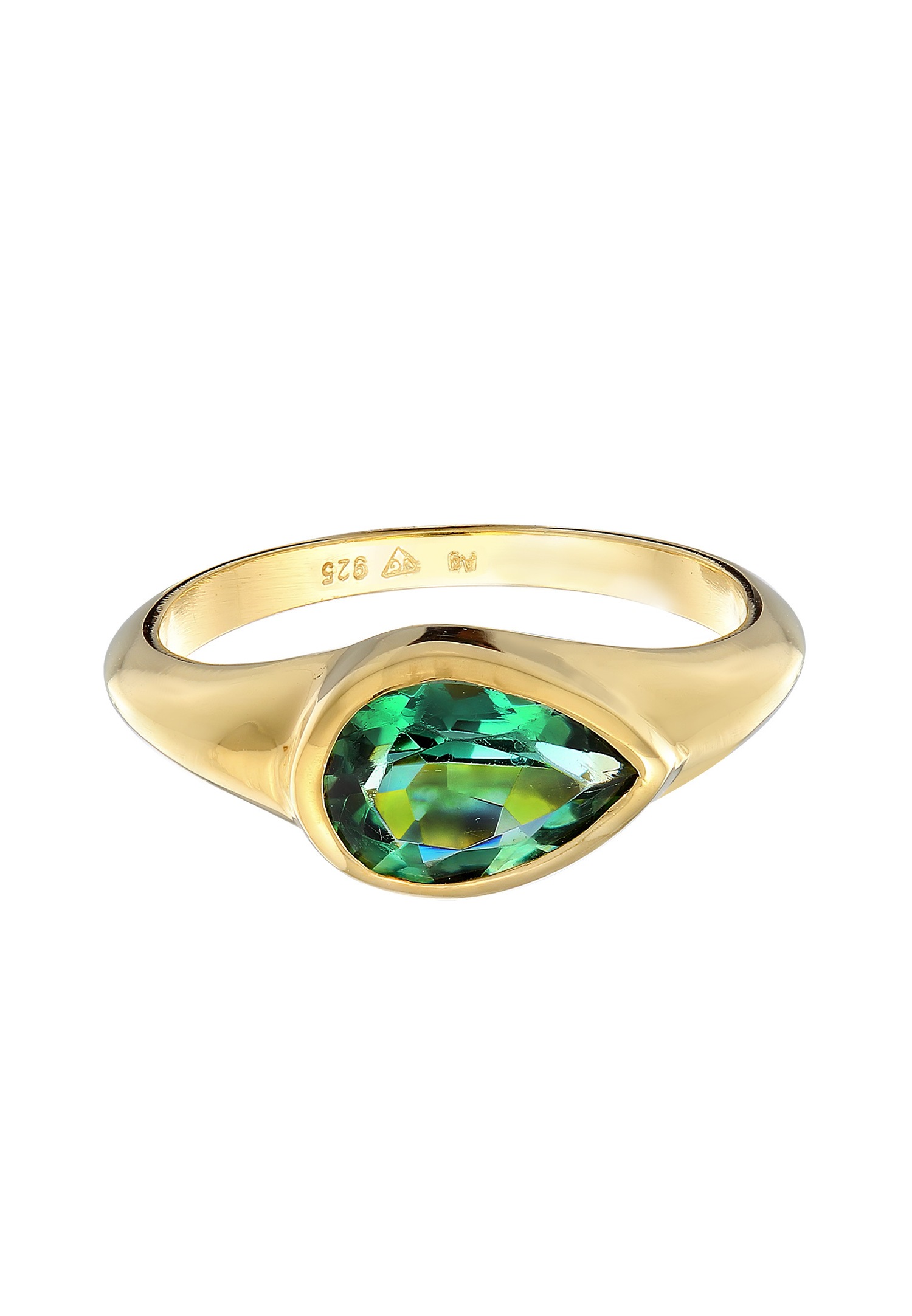Elli PREMIUM Elli PREMIUM Bague Femmes Sceau Tendance avec pierre précieuse en argent sterling 925 plaqué or