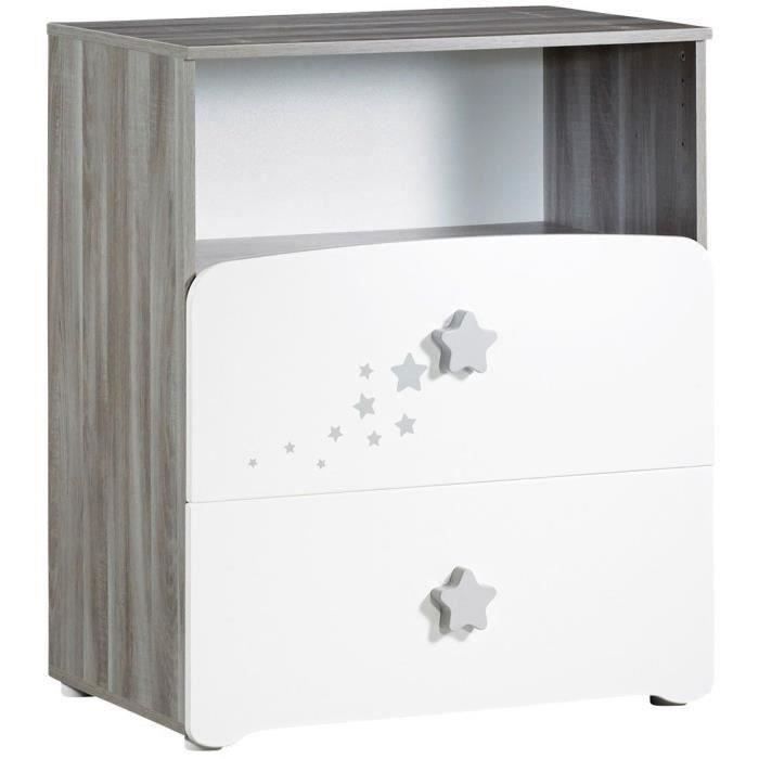 Conjunto de habitación para bebé Nao: cuna de 120x60 cm y cambiador - Babyprice - Blanco