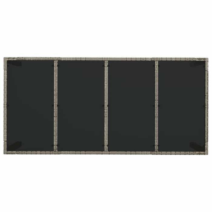vidaXL Table de jardin dessus en verre Gris 190x90x75cm Résine tressée, mobilier de jardin, mobilier d'extérieur, table, 319904