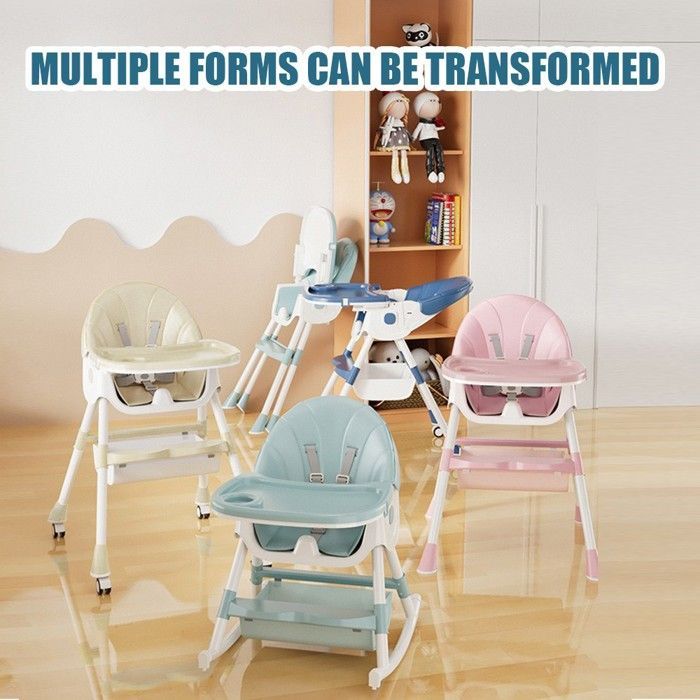 Trona ajustable para bebé - MIPAN - Trona convertible con ruedas - Bandeja extraíble - Para niños de 6 meses a 3 años - Beige