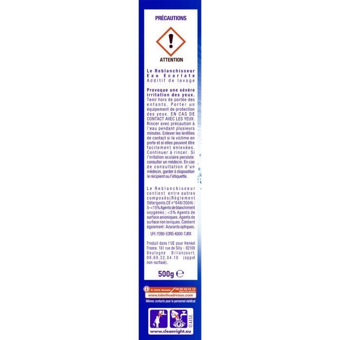 Lot de 2 Reblanchisseurs – Poudre 500g – Spécial Blanc – Anti-Grissaille + Détache