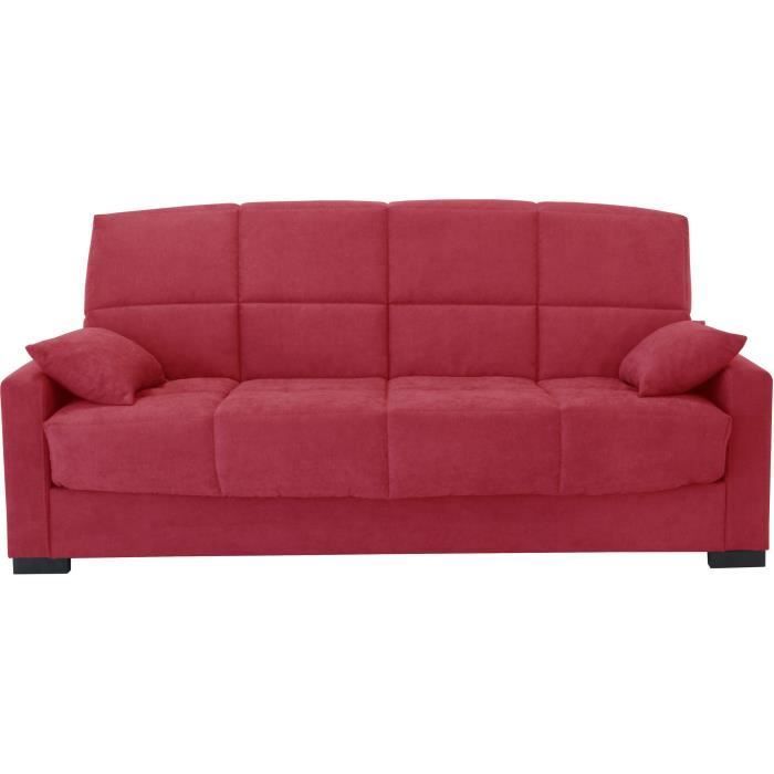 Megan 14 3-seater sofa bed - Soro red fabric - With armrests - Sleeping area 130x190 cm - W223 x D96 x H103 cm