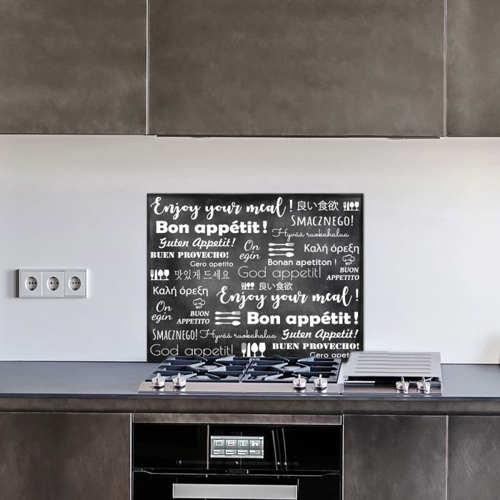 ENJOY zelfklevende aluminium spatwand - 90x70 cm - Zwart-wit - Zelfklevende achterkant - Achterwand voor afzuigkap