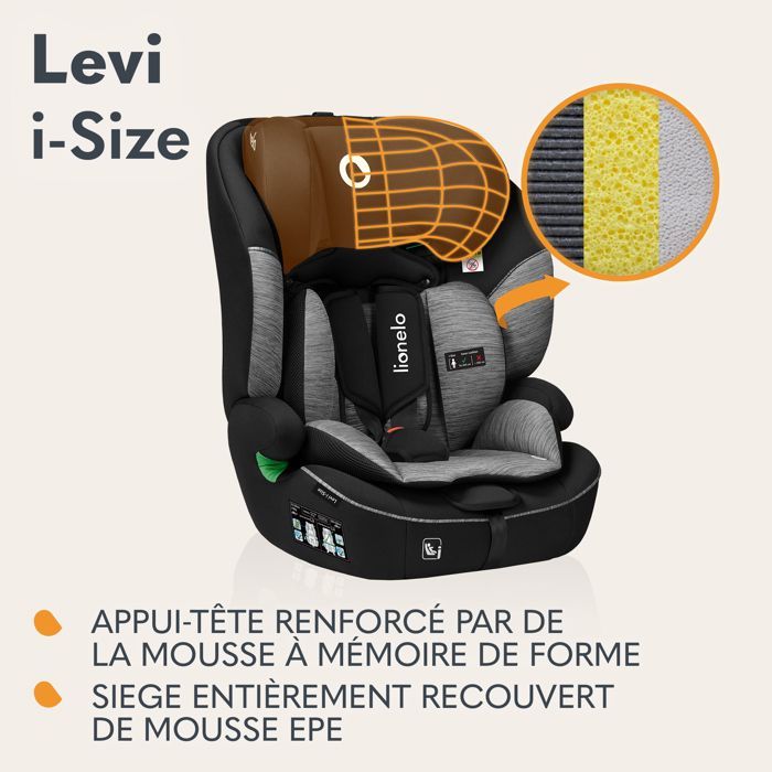 Silla de coche convertible LIONELO Levi i-Size - 76-150 cm - Grupo 1/2/3 - Beige