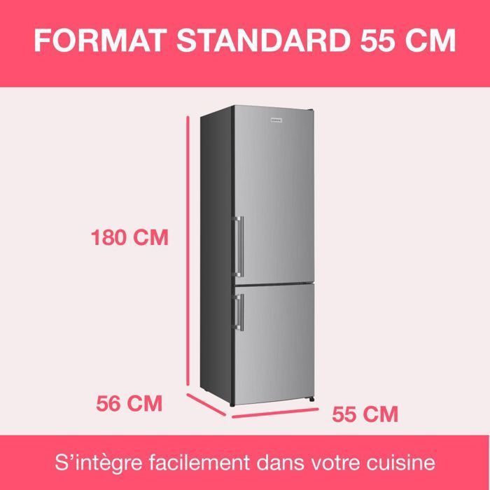 Réfrigérateur combiné - OCEANIC - OCEAFC262STDS - 262 L - Classe D - 55 x 56 x 180 cm - Silver