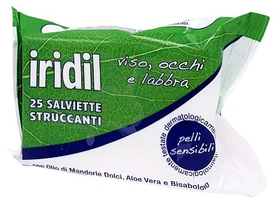 Lenços demaquilantes Iridil para rosto e olhos, 25 unidades.