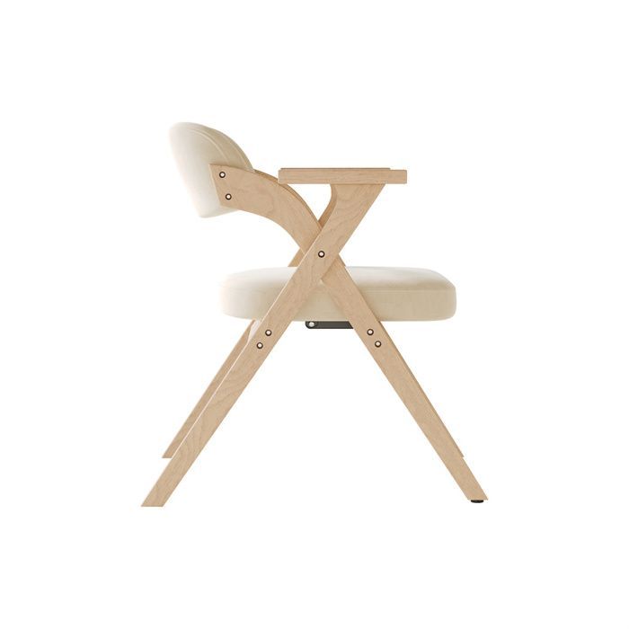 2er-Set Esszimmerstühle – Klappbar – Samtkissen – Massivholz – Stühle für Esszimmer, Wohnzimmer, Café – Beige