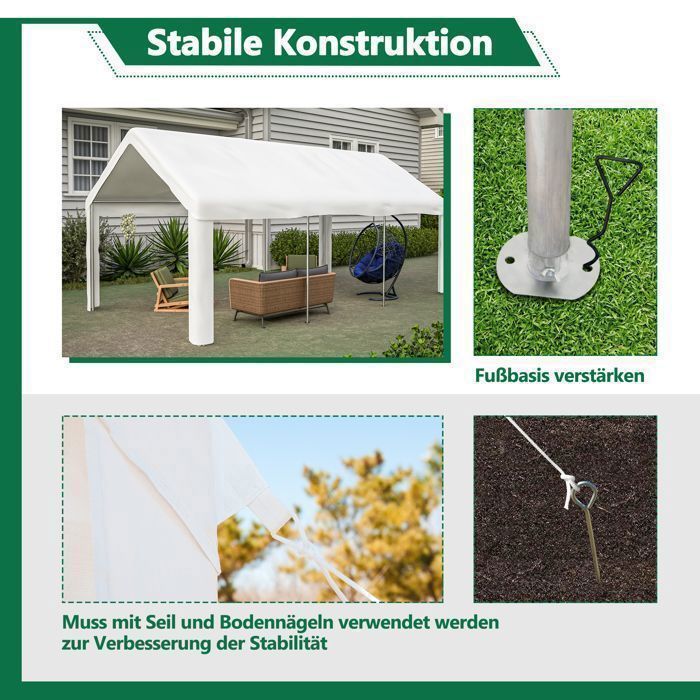 Garagetent - 3x6 m - Winterbestendig - Afneembare wanden - Afneembaar dak