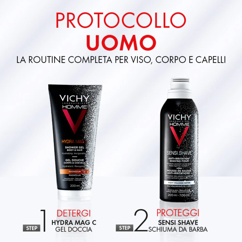 Vichy Homme Pochette Regalo Uomo Hydra Mag C Gel Doccia + Sensi Shave Schiuma da Barba - Cofanetti Viso e Corpo, Bagno e Doccia