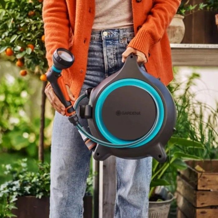Portable automatic hose reel - GARDENA - MoveMatic - 12.5 m hose Ø 8.5 mm + 1.5 m connecting hose + spray gun