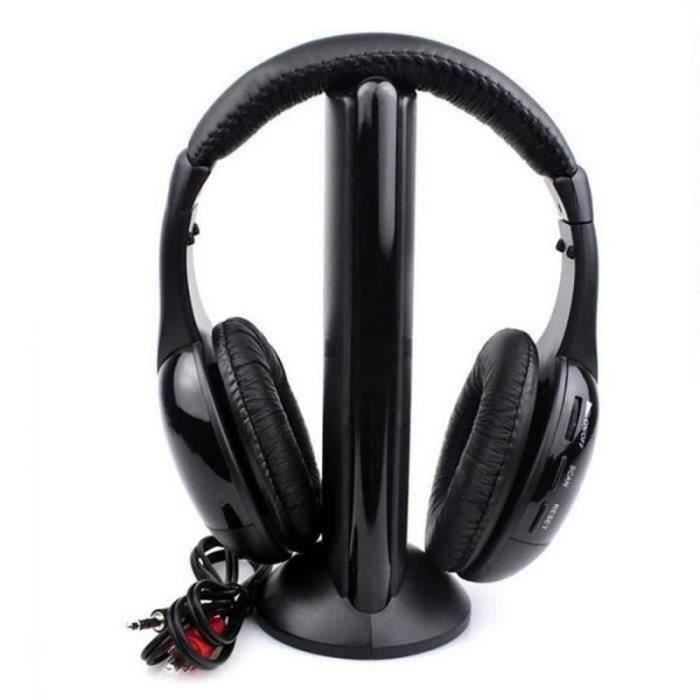 5-in-1 Hi-Fi Wireless Headphones Earphones for PC Laptop TV FM Radio MP3