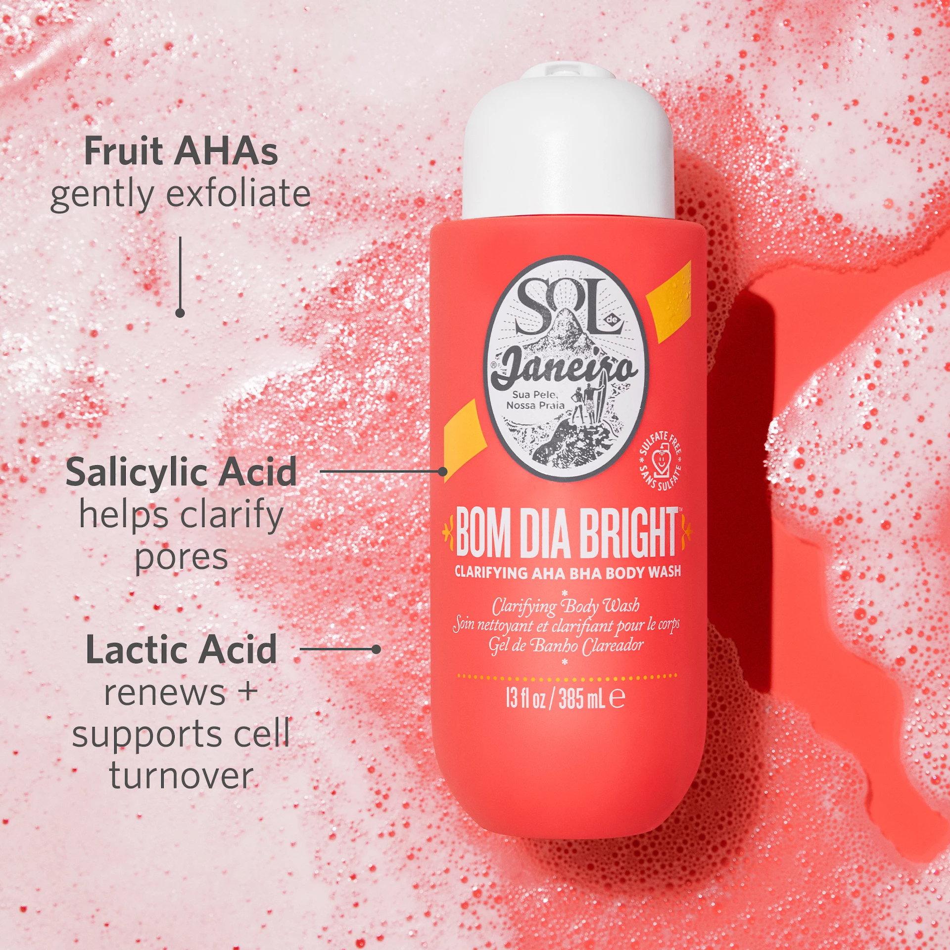 Bom Dia Bright Clarifying AHA BHA testápoló 385 ml - Sol de Janeiro