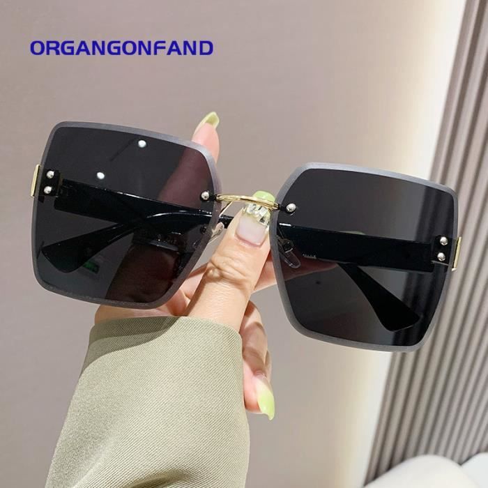 Gafas de sol para mujer - Nuevas gafas de sol 2023 con montura grande, protección UV, antihumedad, Premium Sense, sin montura - Negras