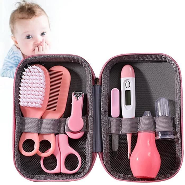 Kit de cuidado para bebés de 8 piezas, neceser profesional para bebés, kit portátil para el cuidado del recién nacido, ideal para viajes y para el hogar.