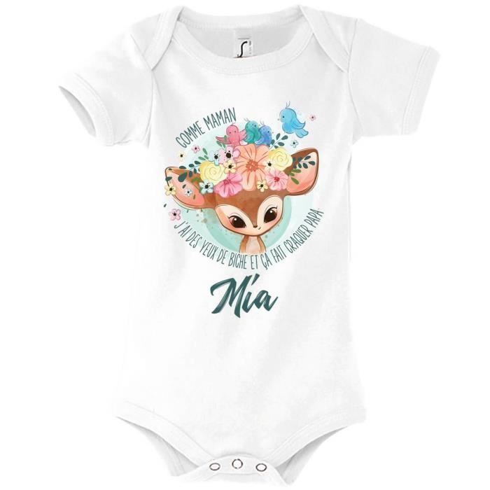 Mia | Body bébé prénom fille | Comme Maman yeux de biche | Vêtement bébé adorable pour nouveau 18-23-mois