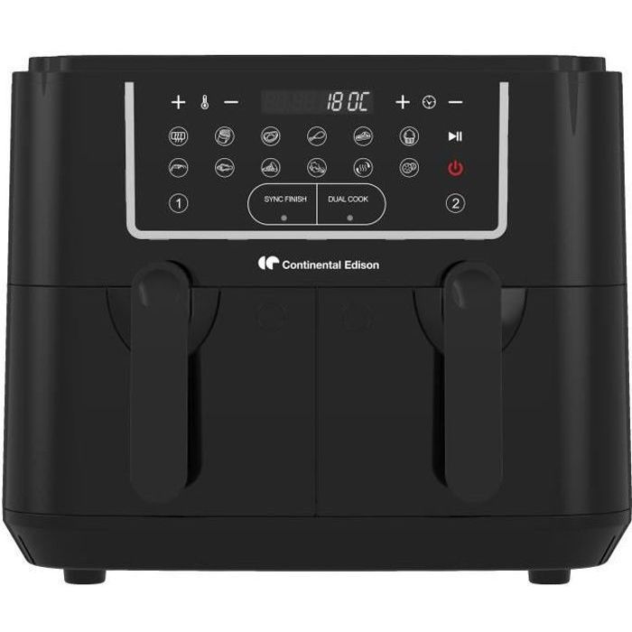 Continental Edison Air Fryer - CERFRSH24002CB - 9 L - Dual Trays - 2400W - Black