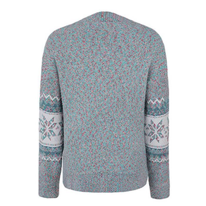 Jersey de mujer, jersey navideño de mujer, jersey de punto con cuello redondo estampado, jersey cálido para mujer - Gris