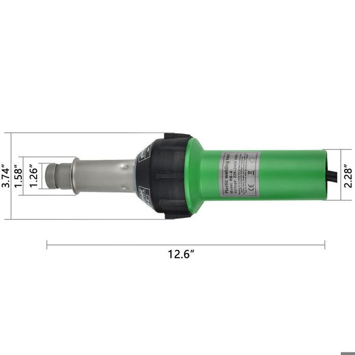 Pistola per saldatura plastica da 1600 W, ugello ad aria calda 40-600 °C, pistola per saldatura per riparazione plastica (PVC, PP, PE)