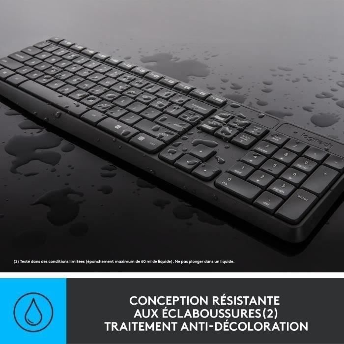 Combo de teclado y ratón inalámbrico - Logitech - MK235 - AZERTY - Grafito